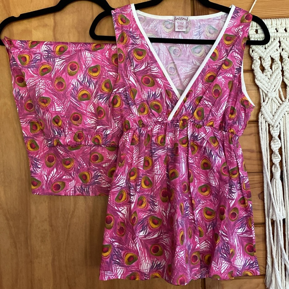 Bedhead Pink Peacock Feather cropped PJ’s